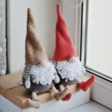 Load image into Gallery viewer, Holiday Gnome Crochet Pattern, 7 Inch Christmas Gnomes - Firefly Crochet