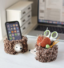 Load image into Gallery viewer, Hedgehog Hook Holder and Pumpkin Pincushion Crochet Pattern - Firefly Crochet