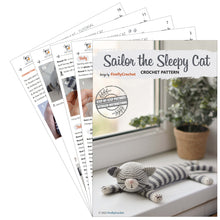 Load image into Gallery viewer, Sailor the Sleepy Cat Crochet Pattern - Firefly Crochet
