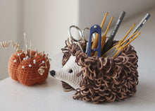 Load image into Gallery viewer, Hedgehog Hook Holder and Pumpkin Pincushion Crochet Pattern - Firefly Crochet