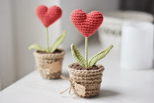 Load image into Gallery viewer, Valentine’s Day Red Heart Plant in a Pot Crochet Pattern - Firefly Crochet