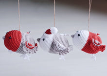 Load image into Gallery viewer, Crochet Pattern for Three Christmas Bird Ornaments, Crochet Mobile for Baby - Firefly Crochet