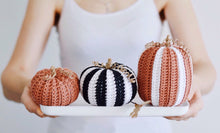 Load image into Gallery viewer, Crochet Pattern for Three Halloween Pumpkins, Black & White Big Pumpkins - Firefly Crochet