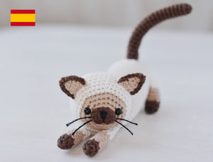 Patrón de ganchillo Gato Siamés, ESPANOL - Firefly Crochet