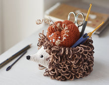 Load image into Gallery viewer, Hedgehog Hook Holder and Pumpkin Pincushion Crochet Pattern - Firefly Crochet
