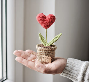 Valentine’s Day Red Heart Plant in a Pot Crochet Pattern - Firefly Crochet