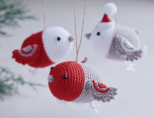 Load image into Gallery viewer, Crochet Pattern for Three Christmas Bird Ornaments, Crochet Mobile for Baby - Firefly Crochet
