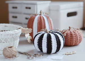 Crochet Pattern for Three Halloween Pumpkins, Black & White Big Pumpkins - Firefly Crochet