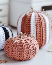Load image into Gallery viewer, Crochet Pattern for Three Halloween Pumpkins, Black &amp; White Big Pumpkins - Firefly Crochet
